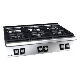   Fagor hatzónás asztali gázüzemű tűzhely, nagy teljesítményű égőkkel (5 × 8 kW + 1 × 10,2 kW), 50,2 kW