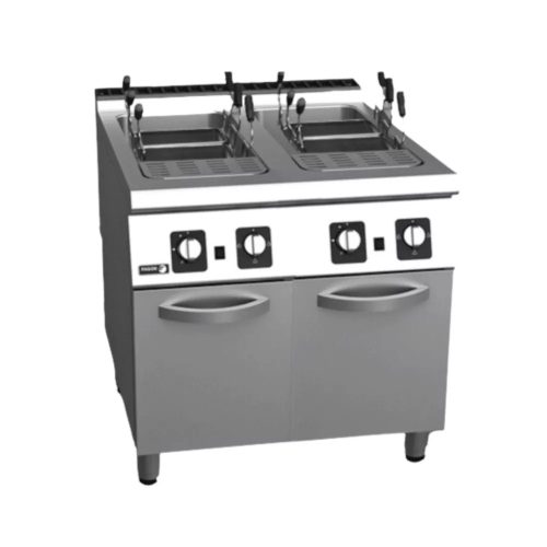 Fagor kétmedencés gázüzemű ipari tésztafőző, 2 × 40 liter, hat kosárral, 900-as kivitel