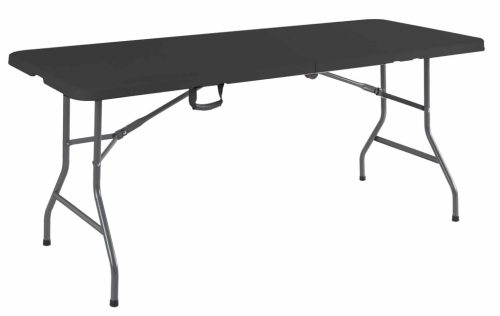 Téglalap alakú kerti vendéglátóasztal bőröndben 180x74cm fekete Eco