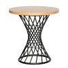 Loft kávézóasztal, kerek, áttört, 68 cm átmérőjű, lancelot tölgyfa