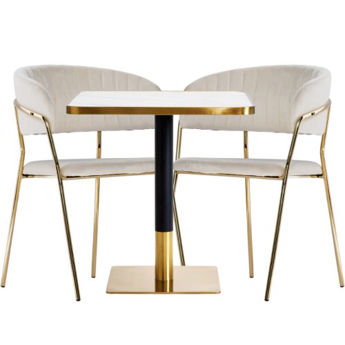 Arany ARP608 bárasztal 70x70cm fehér + 2 Glamour székszett