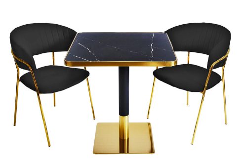 Arany ARP608 bárasztal 70x70cm fekete + 2 fekete Glamour székszett
