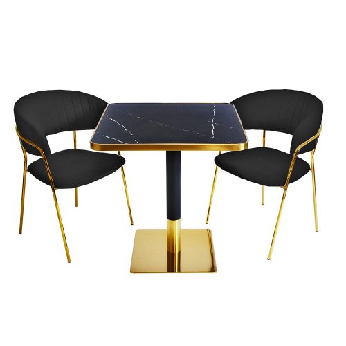 Arany ARP608 bárasztal 70x70cm fekete + 2 fekete Glamour székszett