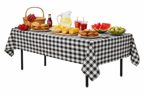 „Olasz kockás” asztalterítő, 240×160 cm, fehér-fekete
