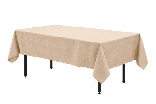„Boho” bézs színű vászon terítő, 240x160 cm, bankettasztalhoz – lenhatású