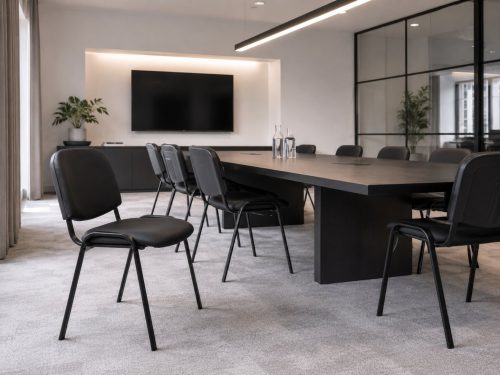 ISO PVC-vel kárpitozott konferenciaszék – fekete színű