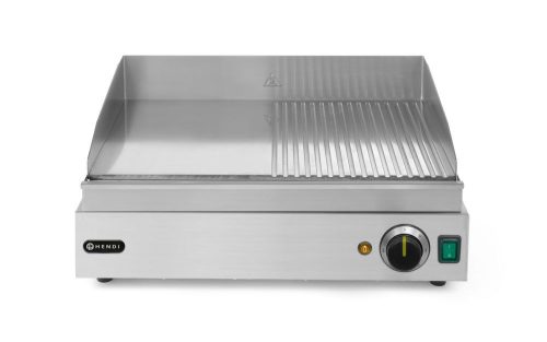 Szeletsütő lap, HENDI, Profi Line, 1/2 sima, 1/2 bordázott, 230V/2400W, 527x404x(H)233mm