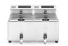Olajsütő Profi Line digitális leeresztő csappal – 2 x 8 l, HENDI, Profi Line, 16L, 230V/7000W, 605x515x(H)350mm