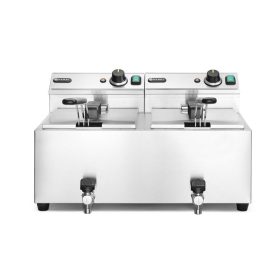   Olajsütő Profi Line olajleeresztő csappal - 2 x 8 L, HENDI, Profi Line, 16L, 230V/7000W, 610x515x(H)369mm