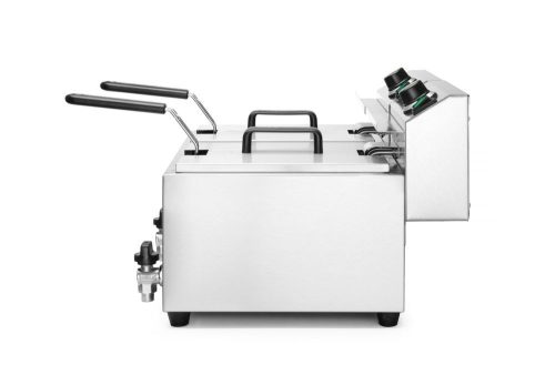Olajsütő Profi Line olajleeresztő csappal - 2 x 8 L, HENDI, Profi Line, 16L, 230V/7000W, 610x515x(H)369mm