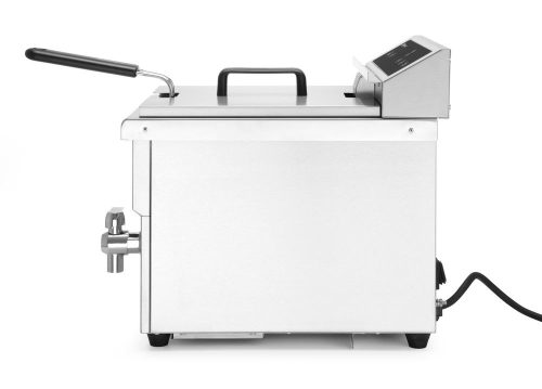 Indukciós olajsütő olajleeresztő csappal - 8 l, HENDI, 8L, Világos szürke, 230V/3500W, 288x619x(H)408mm
