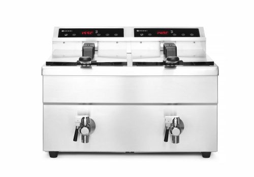 Indukciós olajsütő olajleeresztő csappal - 2 x 8 L, HENDI, Profi Termékcsalád, 16L, 230V/7000W, 577x609x(H)410mm