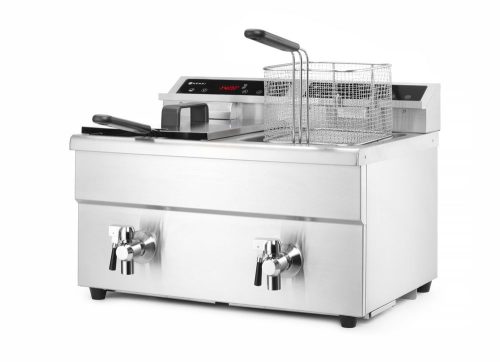 Indukciós olajsütő olajleeresztő csappal - 2 x 8 L, HENDI, Profi Termékcsalád, 16L, 230V/7000W, 577x609x(H)410mm