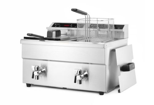 Indukciós olajsütő olajleeresztő csappal - 2 x 8 L, HENDI, Profi Termékcsalád, 16L, 230V/7000W, 577x609x(H)410mm