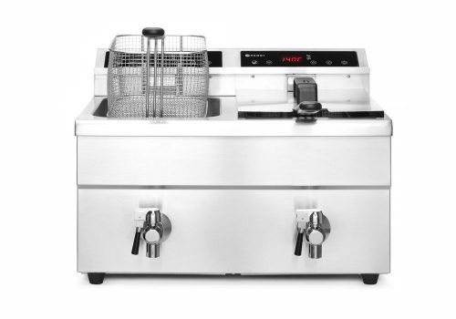 Indukciós olajsütő olajleeresztő csappal - 2 x 8 L, HENDI, Profi Termékcsalád, 16L, 230V/7000W, 577x609x(H)410mm