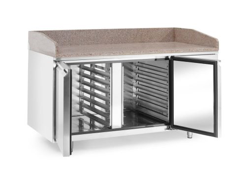 Pizzahűtő asztal gránit munkafelülettel, 2 ajtós, Arktic, 250L, Gránit, 230V/250W, 1510x800x(H)875mm