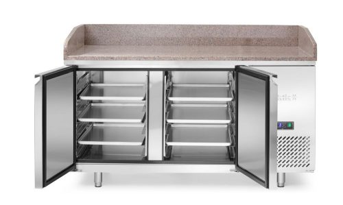 Pizzahűtő asztal gránit munkafelülettel, 2 ajtós, Arktic, 250L, Gránit, 230V/250W, 1510x800x(H)875mm