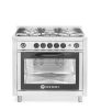 Gáztűzhely - 5 égőfej elektromos sütővel, HENDI, Kitchen Line, Ezüst, 230V/2900W, 14,3kW, 900x653x(H)900mm