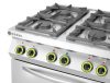 GN 1/1 konvekciós sütővel ellátott 4 égős gáztűzhely, HENDI, Kitchen Termékcsalád, 230V/3000W, 19kW, 800x722x(H)900mm