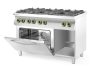 GN 1/1 konvekciós sütővel ellátott 6 égőfejes gáztűzhely Kitchen Line, HENDI, Kitchen Termékcsalád, 230V/3000W, 28,5kW, 1200x722x(H)900mm