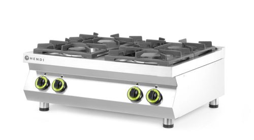 Gáztűzhely 4 égőfejes konyhai termékcsalád – asztallap, HENDI, Kitchen Termékcsalád, 19kW, 800x700x(H)310mm