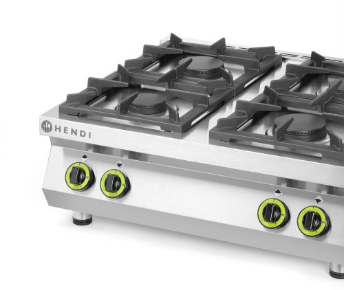 Gáztűzhely 4 égőfejes konyhai termékcsalád – asztallap, HENDI, Kitchen Termékcsalád, 19kW, 800x700x(H)310mm