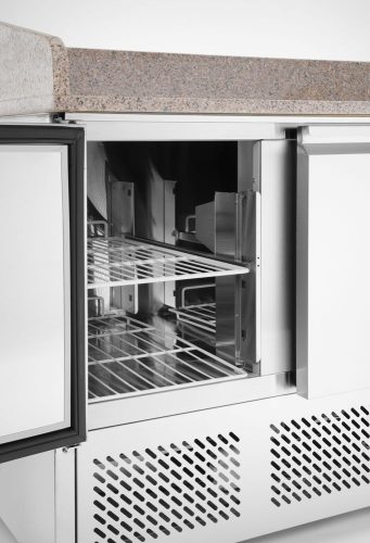 Háromajtós pizza munkaasztal hűtővitrinnel 380+40L, Arktic, 254L, 230V/400W, 1400x700x(H)1491mm