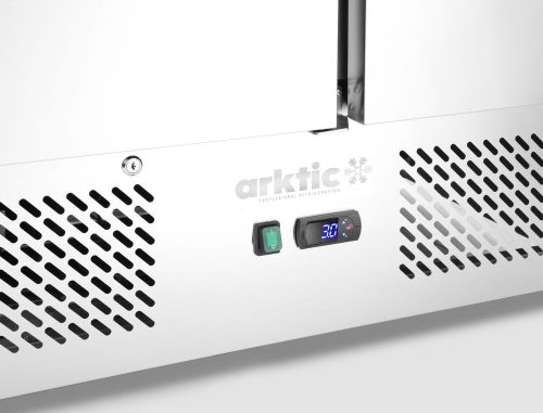 Háromajtós pizza munkaasztal hűtővitrinnel 380+40L, Arktic, 254L, 230V/400W, 1400x700x(H)1491mm