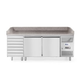   Kétajtós pizza munkaasztal 7 fiókkal 280L, Arktic, 250L, 230V/250W, 2020x802x(H)1000mm