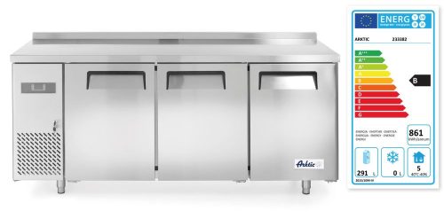 Háromajtós hűtött munkaasztal Kitchen Termékcsalád 390L, Arktic, Kitchen Line, 291L, 230V/270W, 1800x600x(H)886mm