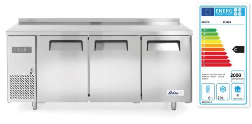 Háromajtós mélyhűtött munkaasztal Kitchen Termékcsalád 390L, Arktic, Kitchen Line, 291L, 230V/550W, 1800x600x(H)886mm