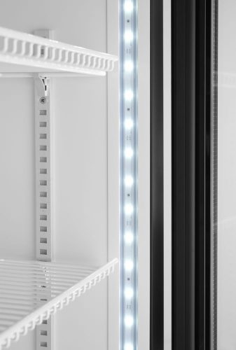 Hátulról megvilágított panellel rendelkező hűtőszekrény, egyajtós, Arktic, 254L, Fekete, 220-240V/250W, 578x605x(H)1980mm