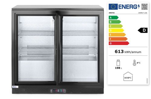 Hátsó hűtőrúd dupla tolóajtóval, Arktic, 158L, Fekete, 220-240V/160W, 900x520x(H)865mm