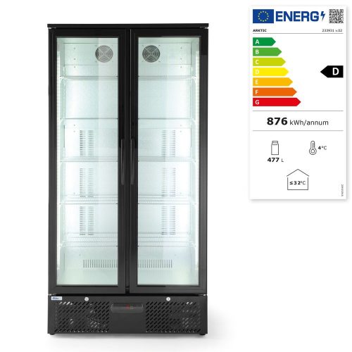 Kétajtós hátsó hűtő, Arktic, 384L, Fekete, 220-240V/365W, 900x530x(H)1820mm