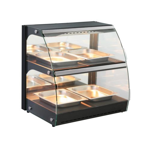 Kvarc fűtéses pultra helyezhető melegentartó vitrin két szintes, HENDI, 230V/560W, 650x485x(H)630mm