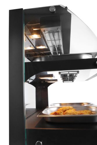 Kvarc fűtéses pultra helyezhető melegentartó vitrin két szintes, HENDI, 230V/560W, 650x485x(H)630mm