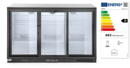 Hátsó hűtőrúd három tolóajtóval, Arktic, 254L, Fekete, 220-240V/160W, 1350x520x(H)865mm