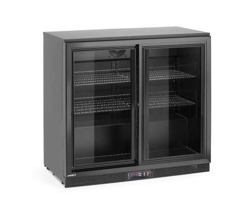 Hátsó pult alatti hűtő dupla tolóajtóval., Arktic, 158L, Fekete, 220-240V/160W, 900x520x(H)870mm