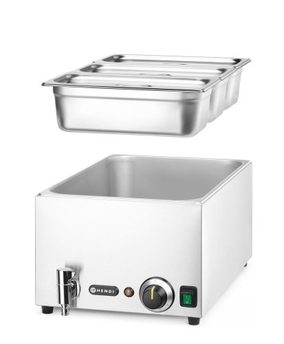 Bain-marie vízfürdős melegentartó leeresztő csappal Ranger, HENDI, GN 1/1, 230V/1000W, 605x332x(H)242mm