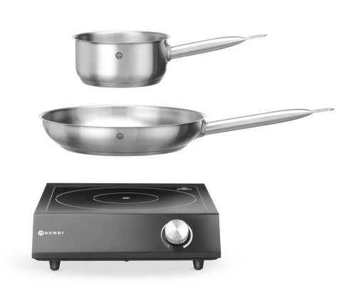 Beállítás: Indukciós tűzhely, 3500W + serpenyő + serpenyő, HENDI, Fekete, 220-240V/3500W, 320x395x(H)95mm
