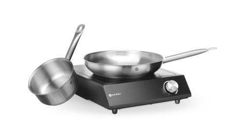 Beállítás: Indukciós tűzhely, 3500W + serpenyő + serpenyő, HENDI, Fekete, 220-240V/3500W, 320x395x(H)95mm