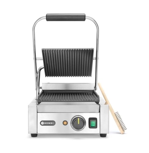 Kontakt grill - szimpla verzió, HENDI, Bordázott tetejű és aljú, 230V/1800W, 310x375x(H)216mm