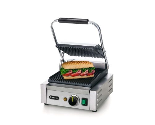 Kontakt grill - szimpla verzió, HENDI, Bordázott tetejű és aljú, 230V/1800W, 310x375x(H)216mm