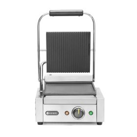   Kontakt grill - szimpla verzió, HENDI, Bordázott tetejű és sima aljú, 230V/1800W, 310x375x(H)216mm