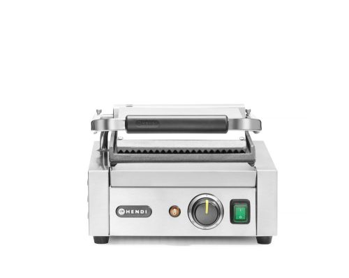Kontakt grill - szimpla verzió, HENDI, Bordázott tetejű és sima aljú, 230V/1800W, 310x375x(H)216mm