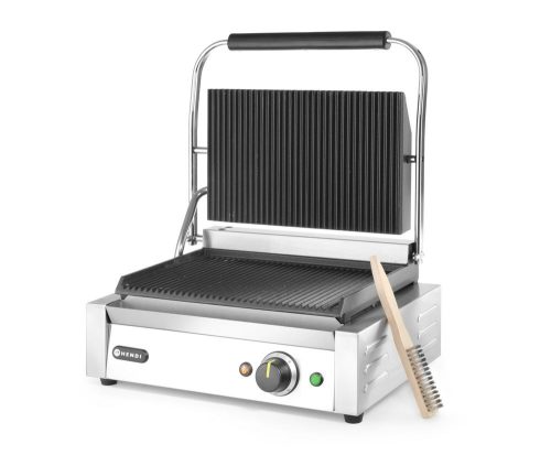 Kontakt grill Pannini, HENDI, Bordázott tetejű és aljú, 230V/2200W, 430x375x(H)216mm