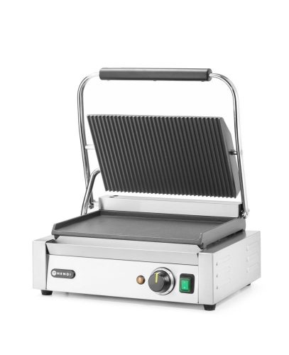 Kontakt grill Pannini, HENDI, Bordázott tetejű és sima aljú, 230V/2200W, 430x375x(H)216mm