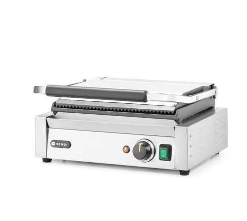 Kontakt grill Pannini, HENDI, Bordázott tetejű és sima aljú, 230V/2200W, 430x375x(H)216mm