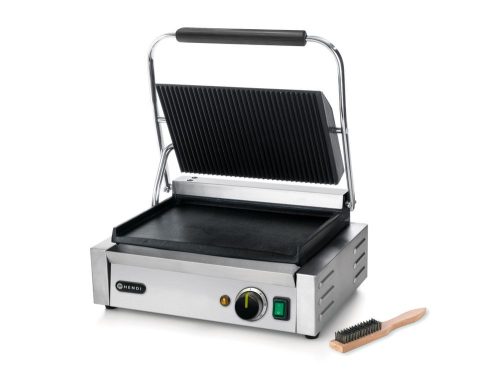 Kontakt grill Pannini, HENDI, Bordázott tetejű és sima aljú, 230V/2200W, 430x375x(H)216mm