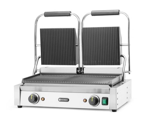 Kontakt grill - dupla verzió Teljesen bordázott, HENDI, Bordázott tetejű és aljú, 230V/3600W, 570x375x(H)216mm